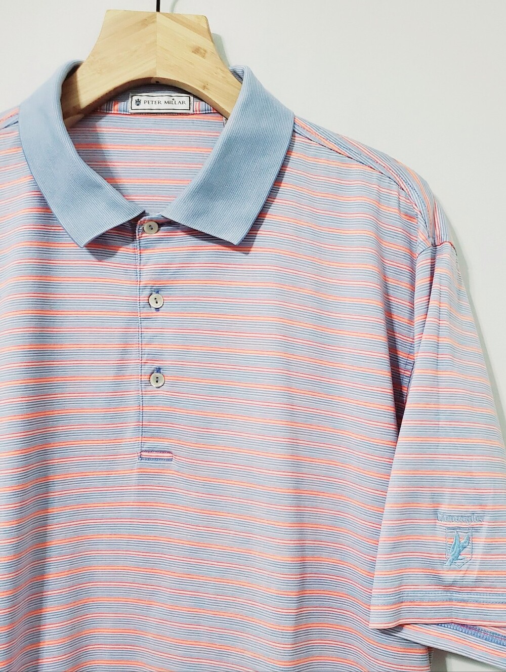 Peter Millar Golf Polo Shirt Cotton Striped Mens XL